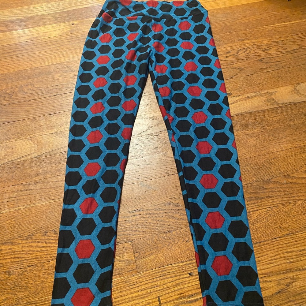 LulaRoe blue/black/red leggings - size OS - Picture 2 of 4